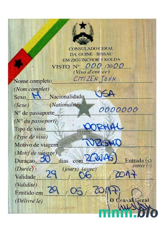 Wiza Guine-Bissau w pełni edytowalna PSD